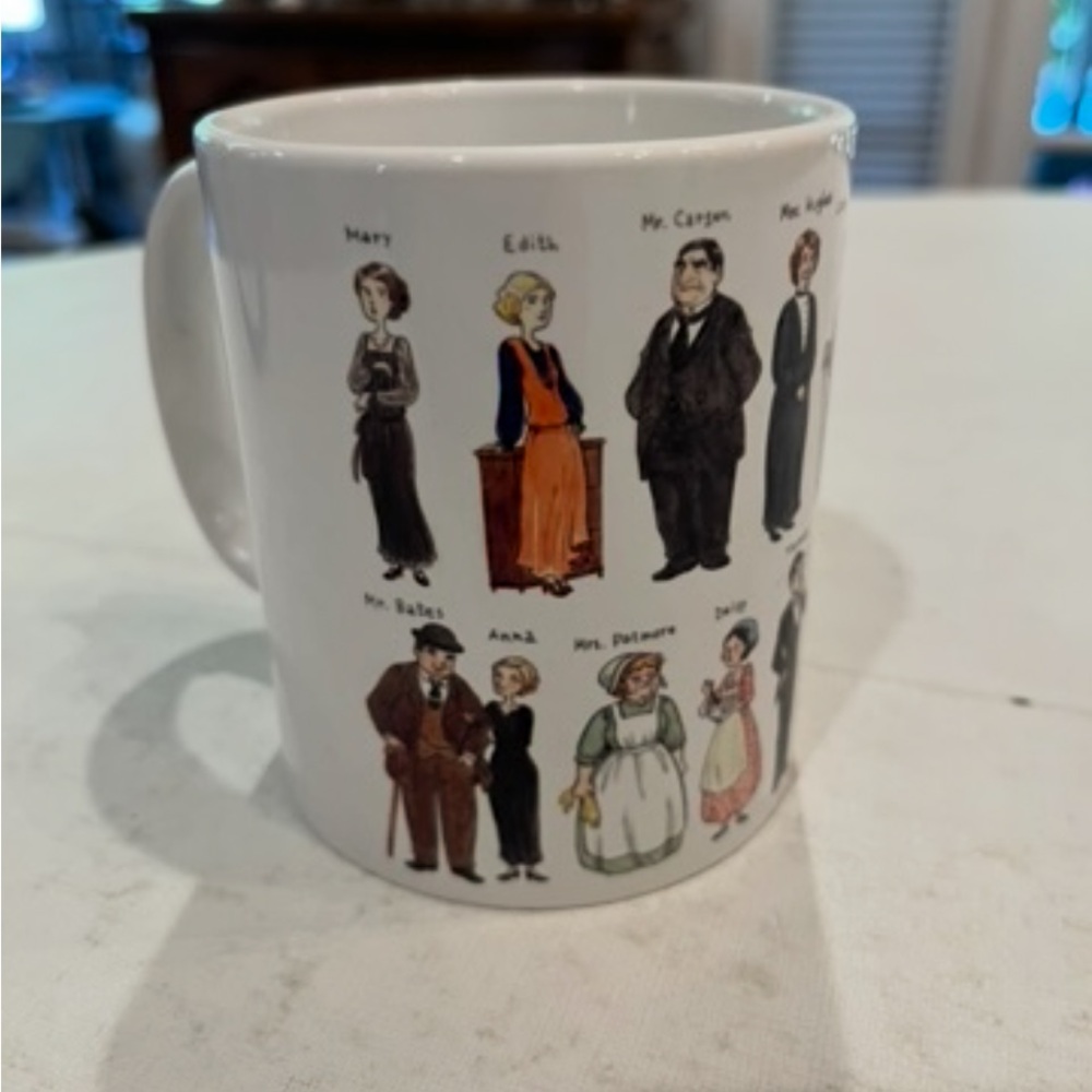 Classic Downton Abbey Character Illustration White Mug. All the main characters!